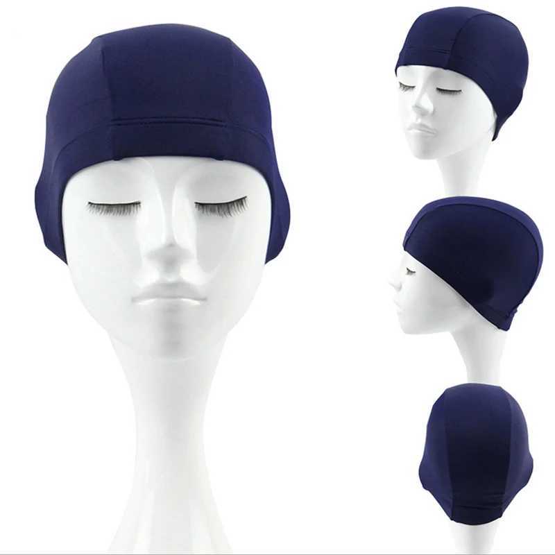 Adult high elasticity swimming cap mens waterproof swimming pool cap ear protection long hair solid color diving cap CL241009