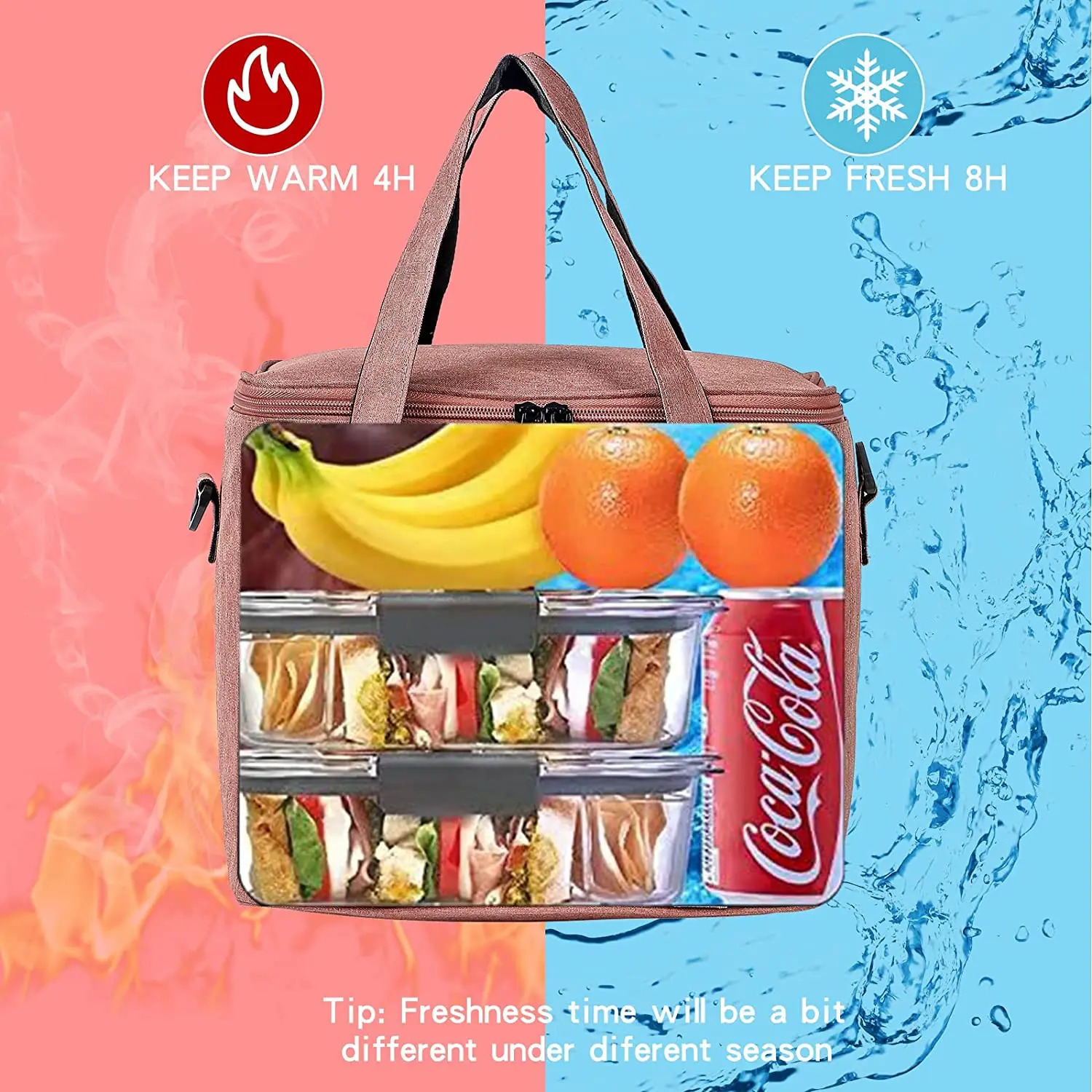 1 insulated mens and womens lunch bag reusable large cooler box shoulder strap picnic bag suitable for teenagers and workers 241008