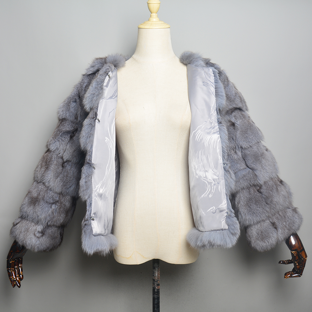 2024 Hot Sale Womens Winter Warm Natural Real Fur Coat High Quality Fox Fashion 50Cm Short Jacket Wholesale