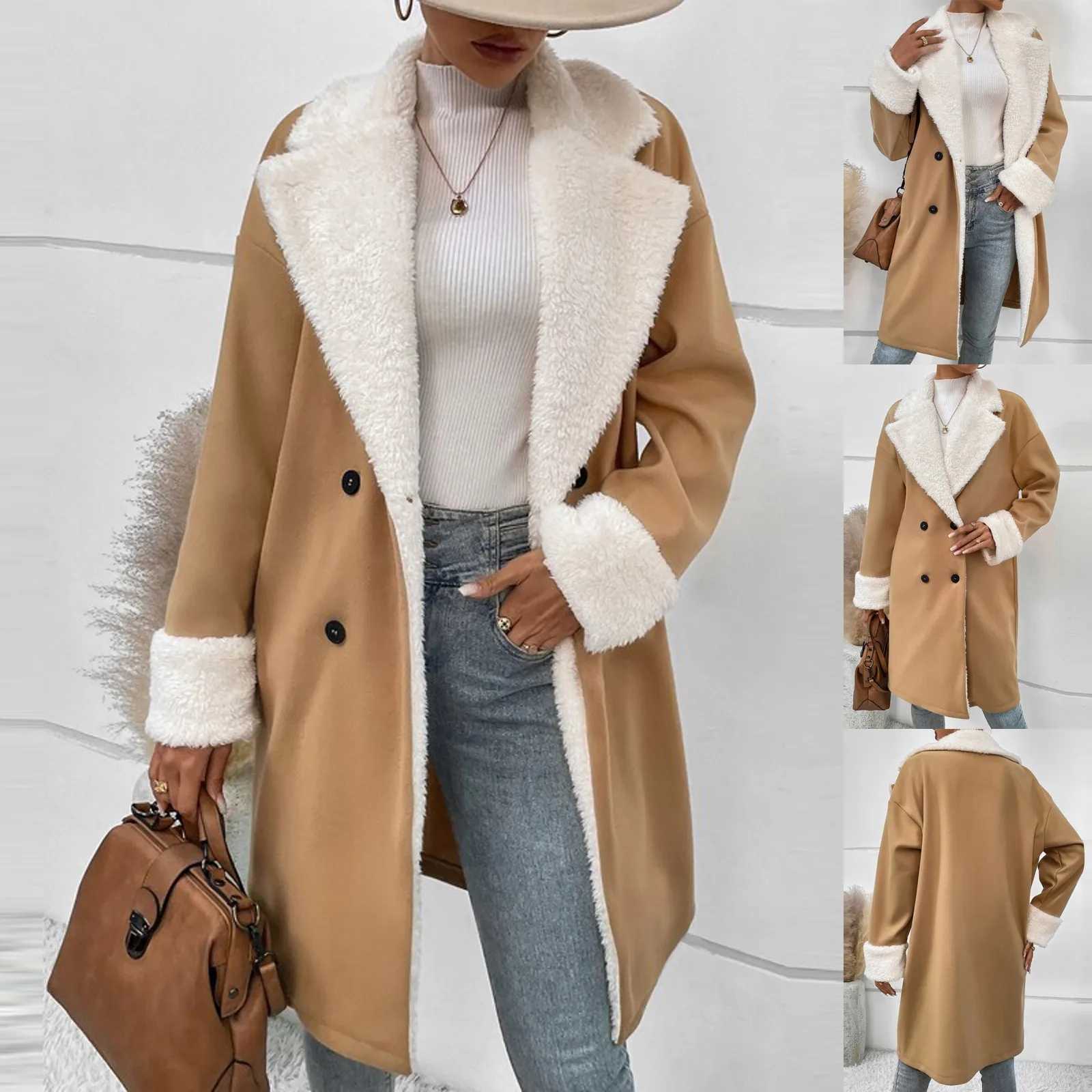 WomenS Jackets Winter Imitation Lamb Down Vintage Coat Fashion Thicken Korean Warm Loose Woman Clothing Mid Length CoatX241018