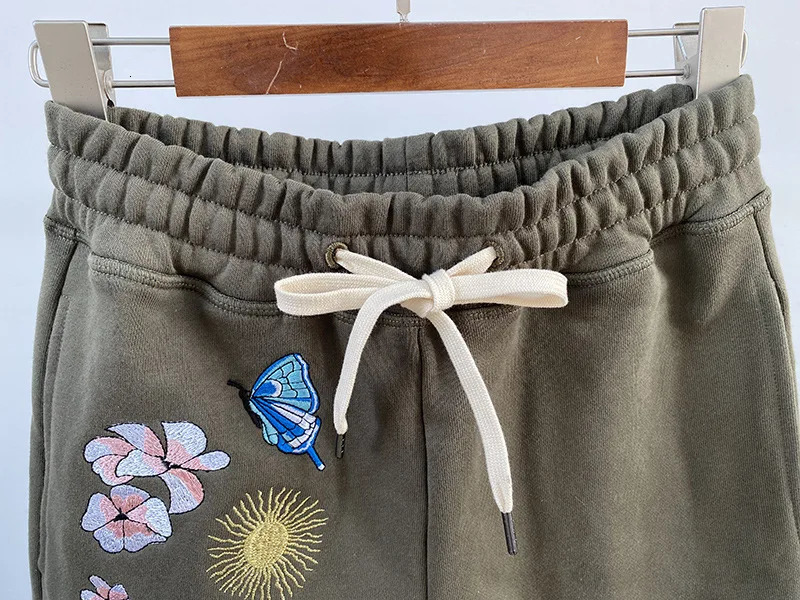 Embroidered womens track suit flower skull wing embroidery hooded sweatshirt butterfly wool sports pants 2PCS set 241007