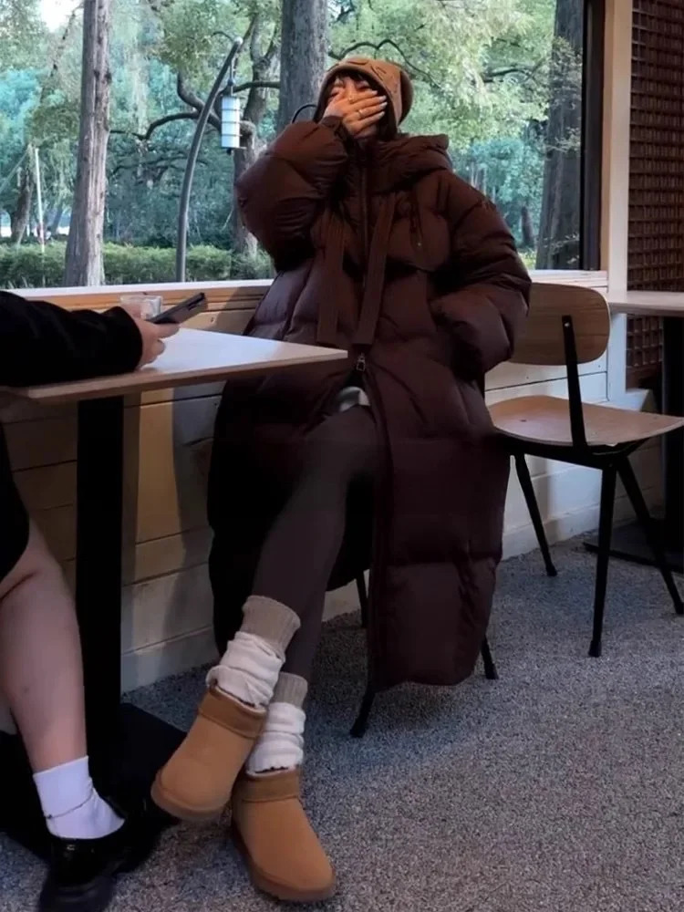 Winter Korean version thick white duck down duvet cover for women loose jacket above the knee trendy 241007