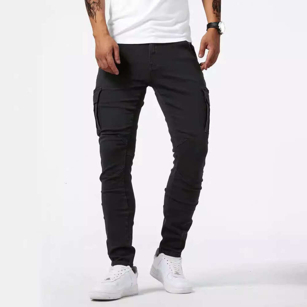 New Season Washing Process Alphabet Trendy Jeans for Men with Stretchable and Comfortable High-Waisted Loose Fit Denim Pants