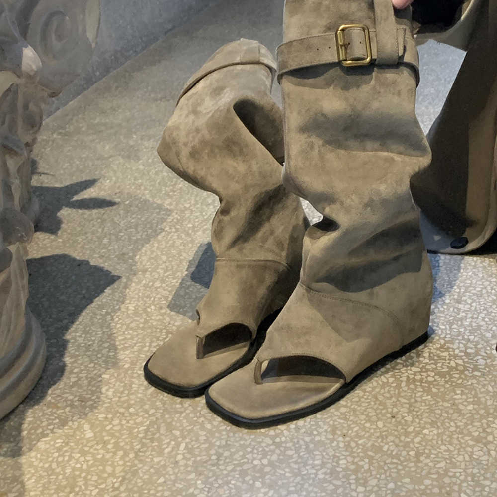 Summer Fashion Boots Fashionable Toes Martin Boots Western Skinny Mid Stacked Ankle Boots For Women 240826