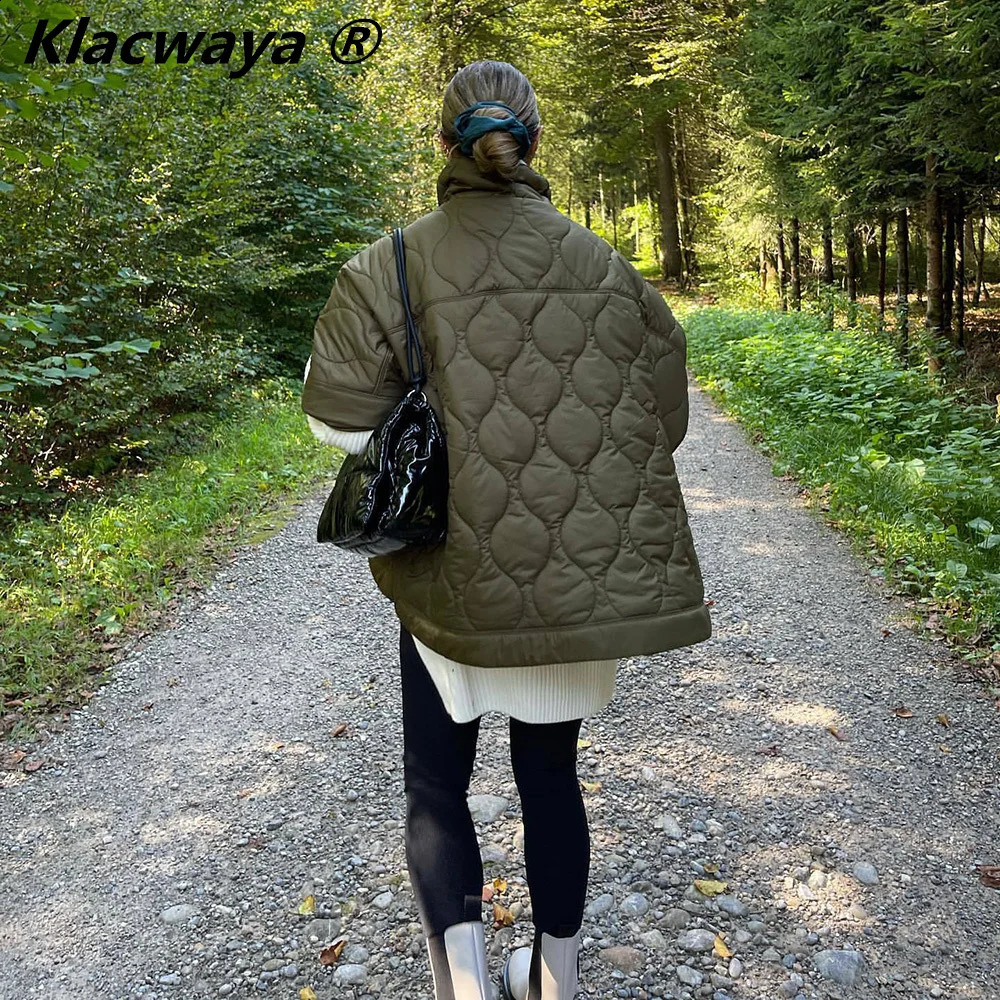 Za Womens Winter Jacket Coat Casual Female Clothing Zipper Quilted Coats Padded Loose Cotton Jackets For Women Parka 240930