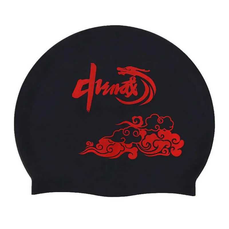 Silicone swimming cap suitable for adults men women Chinese style swimming cap long thick curly hair weaving soft swimming cap CL241009