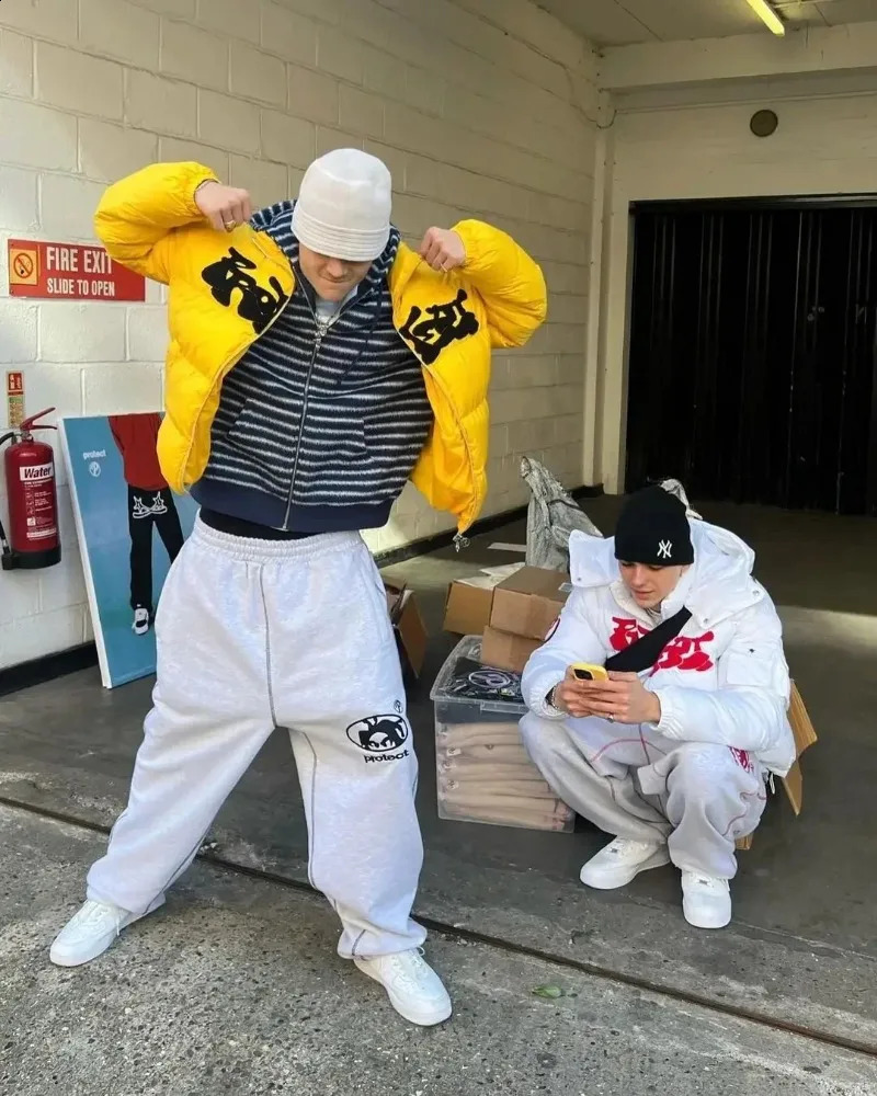 Y2K street sports pants Harajuku mens and womens embroidered loose casual pants hip-hop jogging pants cotton sports pants 240930