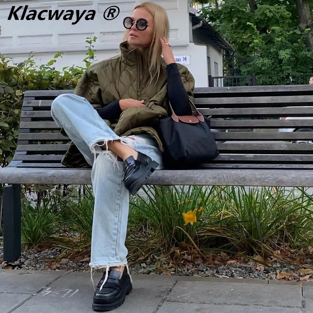 Za Womens Winter Jacket Coat Casual Female Clothing Zipper Quilted Coats Padded Loose Cotton Jackets For Women Parka 240930