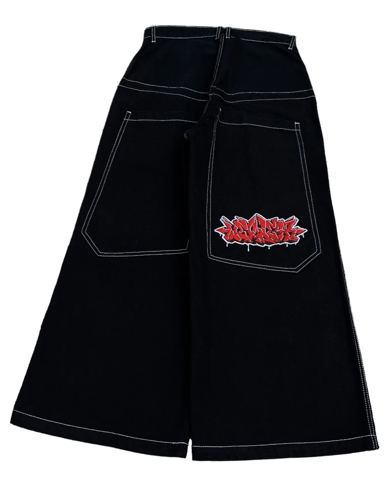 Y2K Color Wexwear Jeans Harajuku Gothic Graphic Large Pocket Black Wide Leg Mens Clothing Luggage 240929