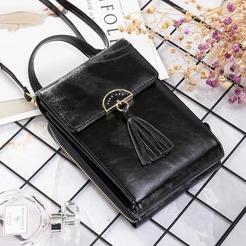 Fringes Womens Shoulder Bag Mobile Mini Cross Body Bag Womens PU Leather Wallet Multi functional Wallet 241008