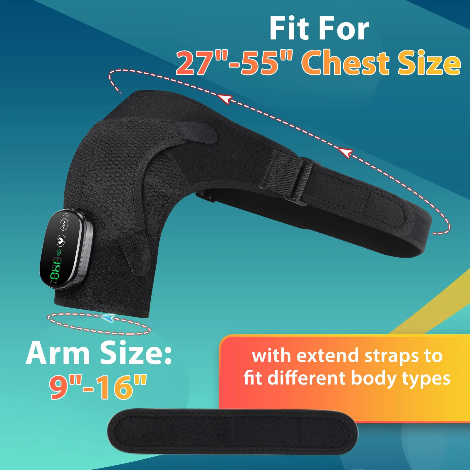 2-in-1 electric shoulder stand with 3-speed heating and vibration massage shoulder support massage belt 241008