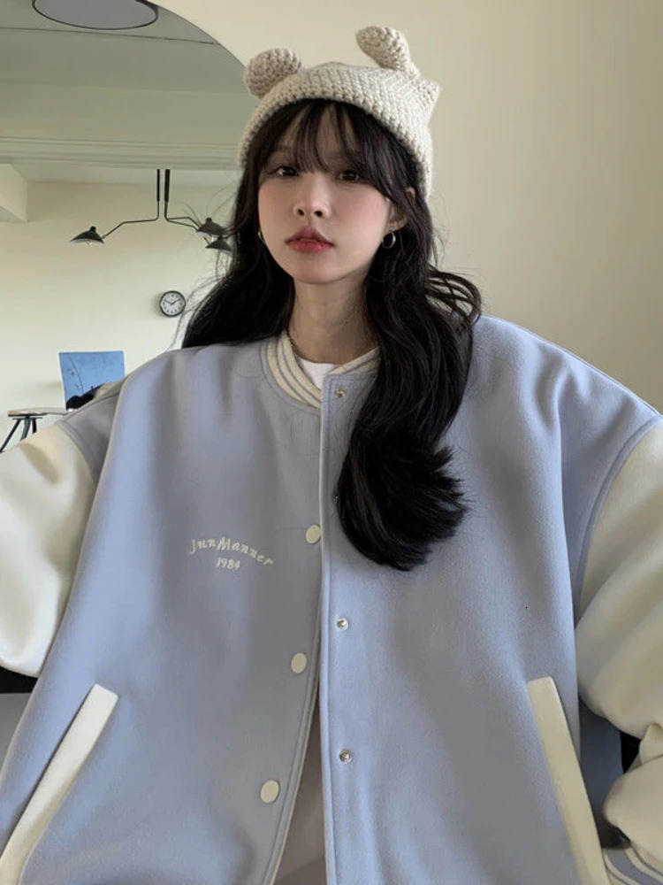 Nicmeix High Street Baseball Jacket Womens Spring and Autumn Bomber Jacket Korea Extra Large Thick Winter Apron Jacket 240930