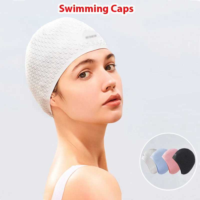 Silicone swimming cap fashionable swimming pool cap waterproof earmuffs professional water sports swimming cap CL241009