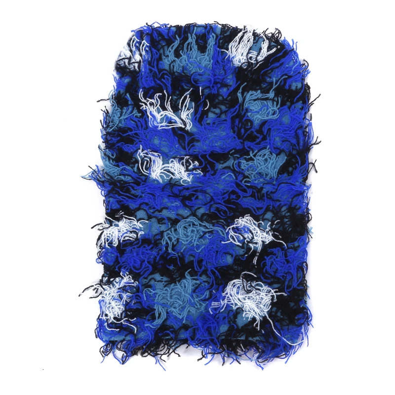 Hip Hop Balaclava Distressed Knitted Hat Full Face Ski Mask Womens Outdoor Camouflage Wool Beanies Mens 241009