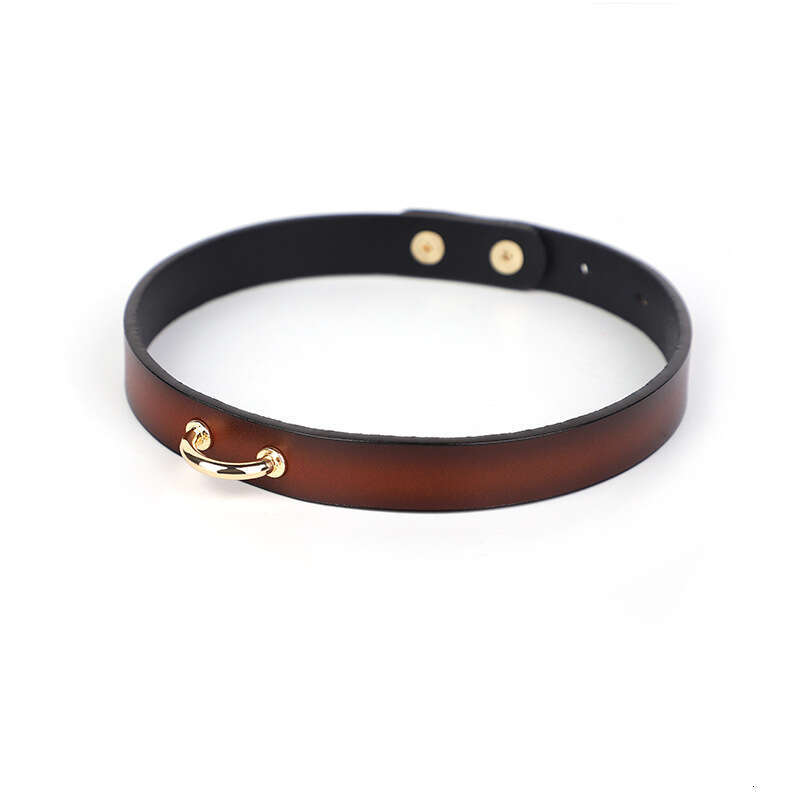 SM props, simple leather traction collar, high-end cowhide charm collar, suggestive choker adult products