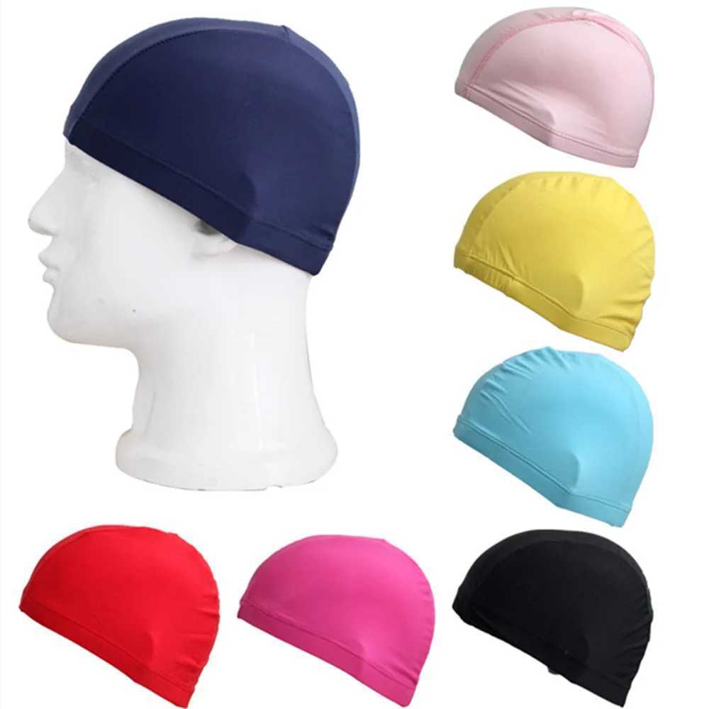 Adult high elasticity swimming cap mens waterproof swimming pool cap ear protection long hair solid color diving cap CL241009