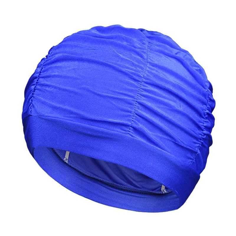 High elasticity polyamide and womens swimming cap independent breathable pleated swimming cap adult cloth cap CL241009