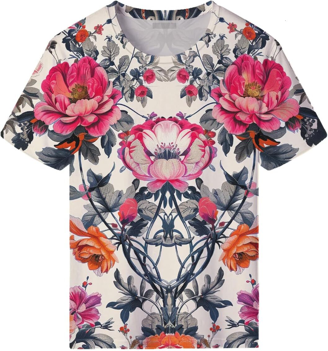 Mens T shirt Men's Hawaiian Floral T-Shirts Tropical Style Flower Printed Short Sleeve Tee graphic tee Casual tops summer clothes Short sleeve co