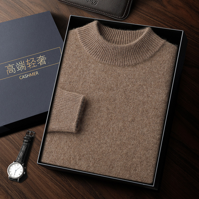 2025 new model New Designer Winter Needle trend Double Strand Thick Men s Solid Color Cashmere Round Neck Knitted Sweater Men s Plus Size Woolen Sweat