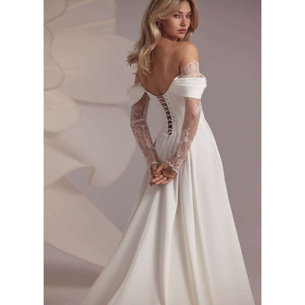 Ful Wedding Dress A-E Off The Shoulder Lace High Side Split Backless Bride Vestido De Noiva Custom Made 0228Lz
