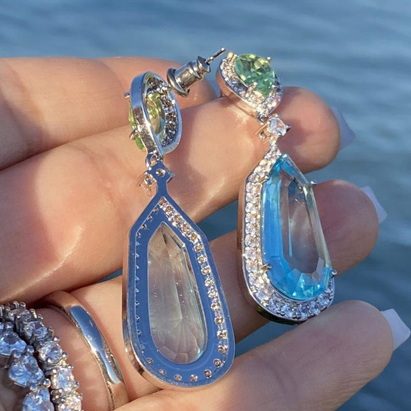 Dangle Earrings for Women, 2024 Aquamarine Bridal Banquet Sterg Sier Jewelry dh912272421