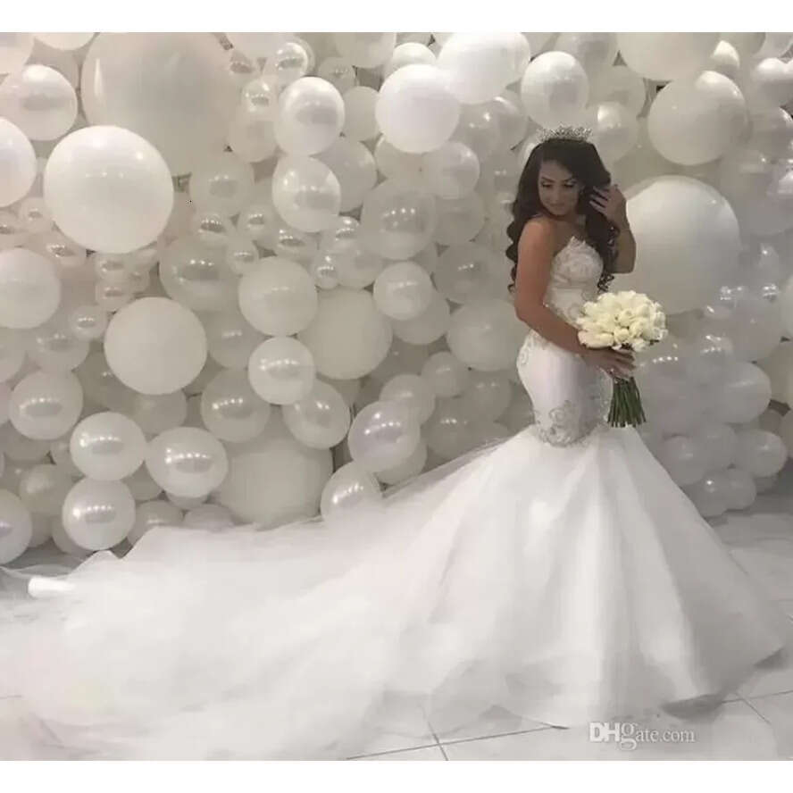 Mermaid Dresses African Wedding Sweetheart Beading Lace Court Train Ivory Vintage Plus Size Bridal Gowns Custom Made Bc1407