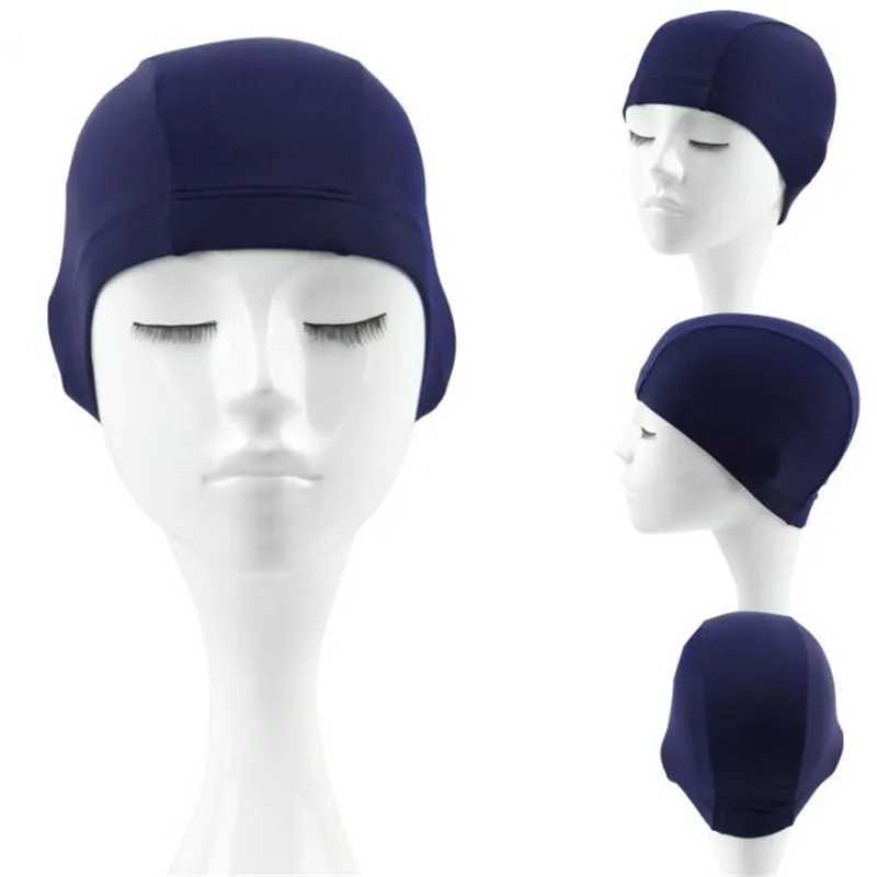 Adult womens solid color swimming cap ear protection long hair sports swimming pool cap elastic Lycra swimming cap for teenage boys and girls CL241009