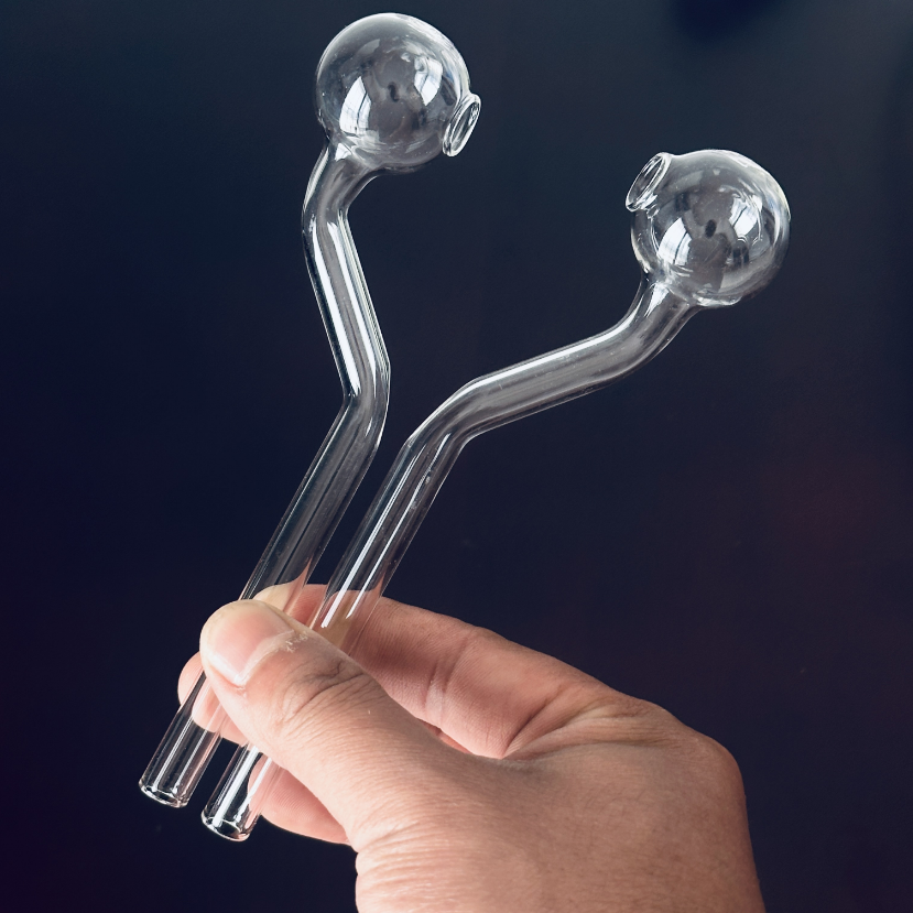 6 inch /15cm Clear Glass Pipe 30mm ball Oil Nail Burning Smoking Pipes Pyrex Glass Oil Burner Smoking Tube