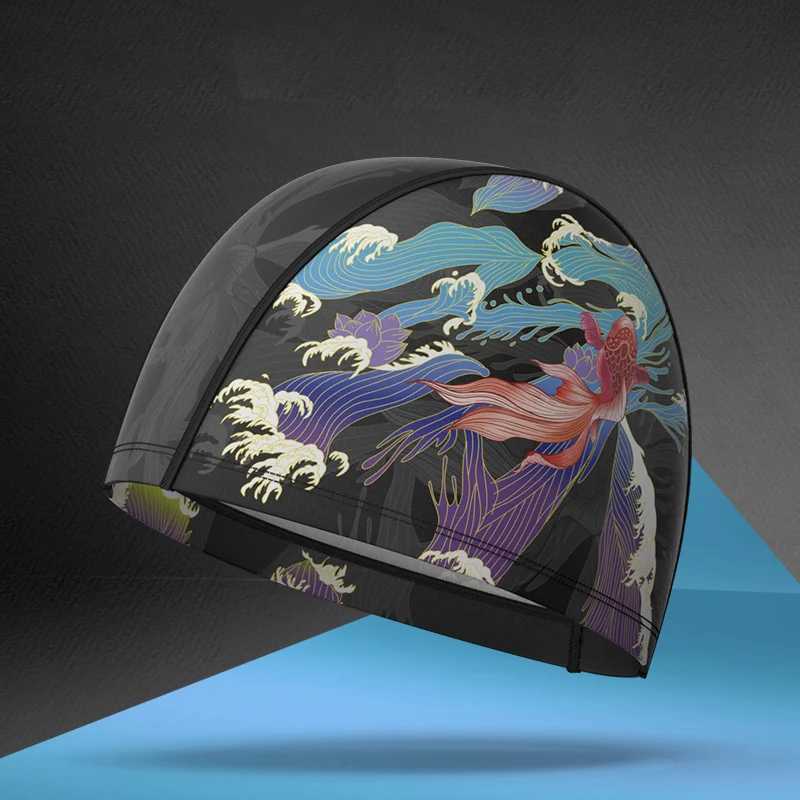 Neutral Chinese style swimming cap accessory suitable for men women children waterproof fish tail CL241009