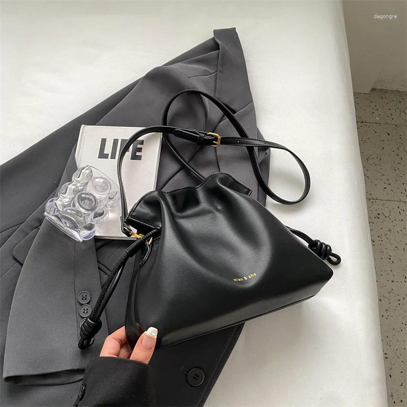 Shoulder Bags Vintage Small Crossbody For Women 2024 Winter Trend Designer Leather Handbags And Purses Simple Bucket Bag