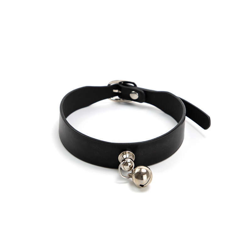 SM Props Black Leather Sex Collar Female Training Traction Chain Bell Collar SM Sex Products Delivery