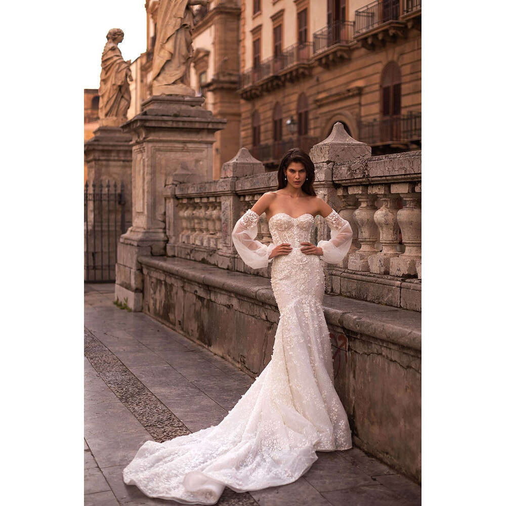 Gorgeous Wedding Dress Mermaid Strapless Appliques Sleeveless or Length Princess Bride Vestido De Noiva Custom Made