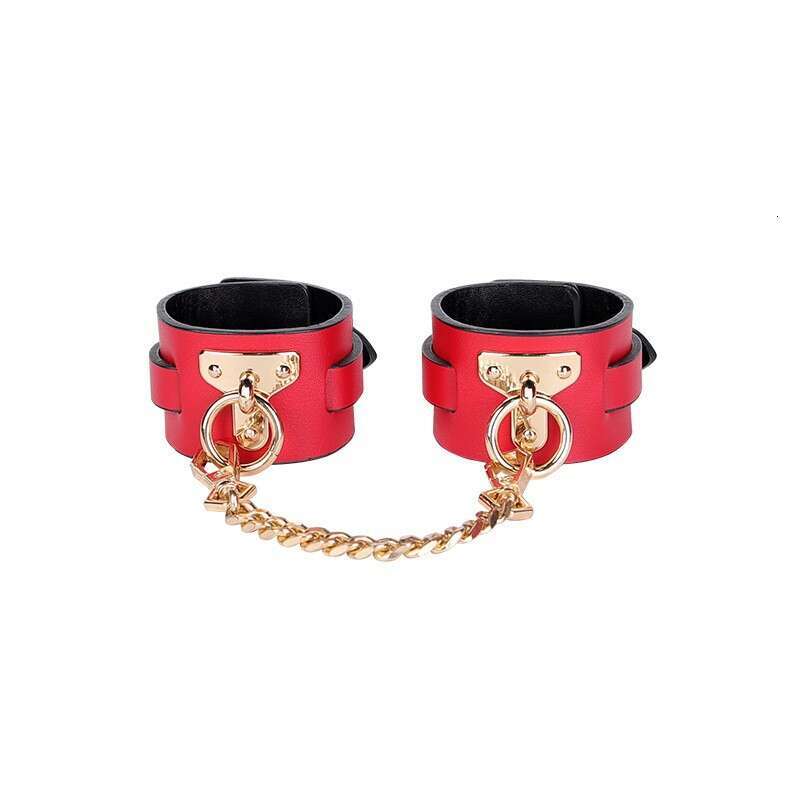 High end SM prop set of four pieces, genuine leather traction collar, binding and restraint handcuffs, fun leather patties, adult products