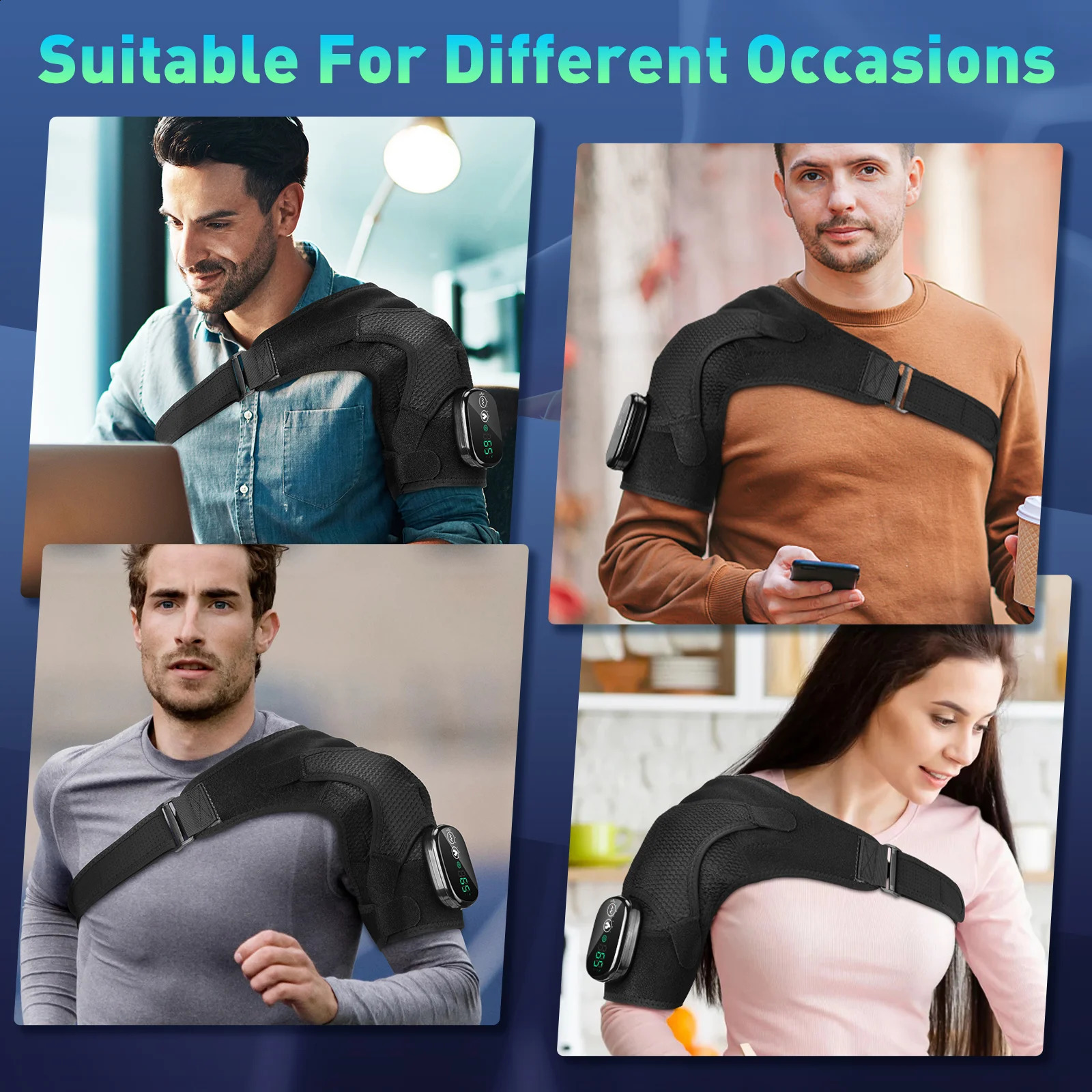 Electric heating pad shoulder vibration massager physical for arthritis joint pain relief with elbow support bracket packaging 241008
