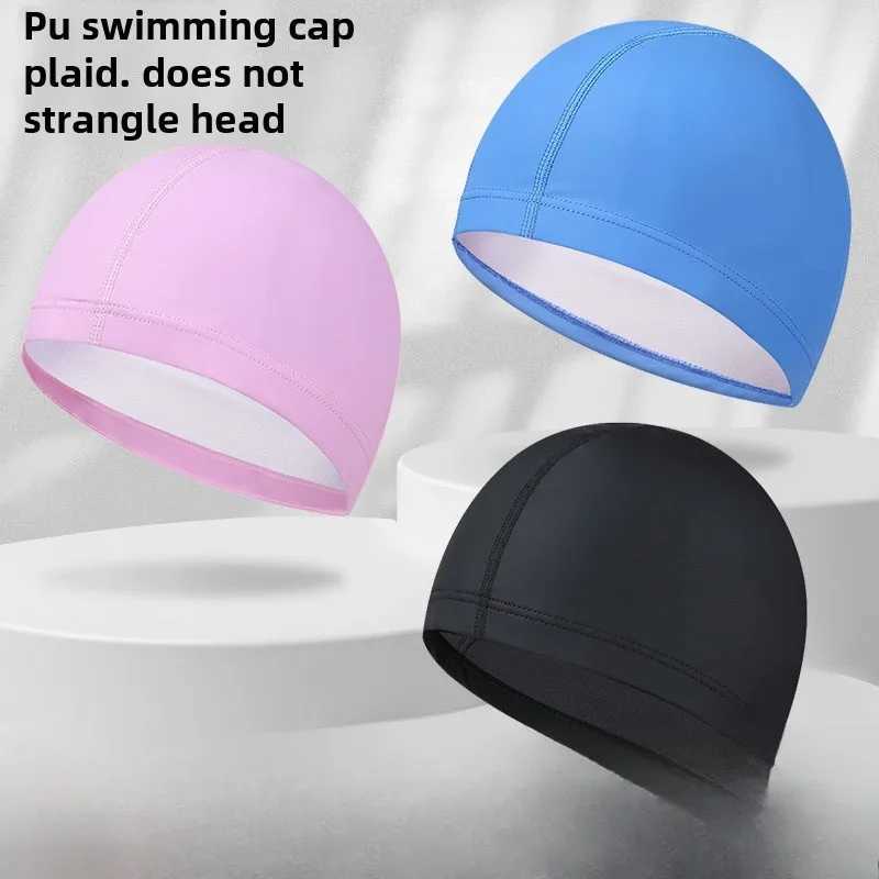Summer swimming cap quick drying unisex adult breathable large anti slip PU solid color water sports waterproof swimming diving cap CL241009