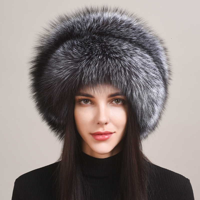Autumn And Winter 2024 New Womens Genuine Natural Cap Russian Real Fox Fur Dome Mongolian Hat