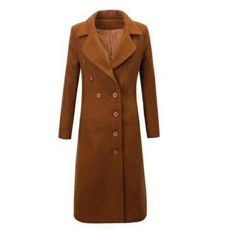 Female Woolen Coat Velvet 2023Womens Double-Breasted Woolen Coat Spring And Autumn Woolen Coat Fashion Suit Collar ThickTrenchX241009