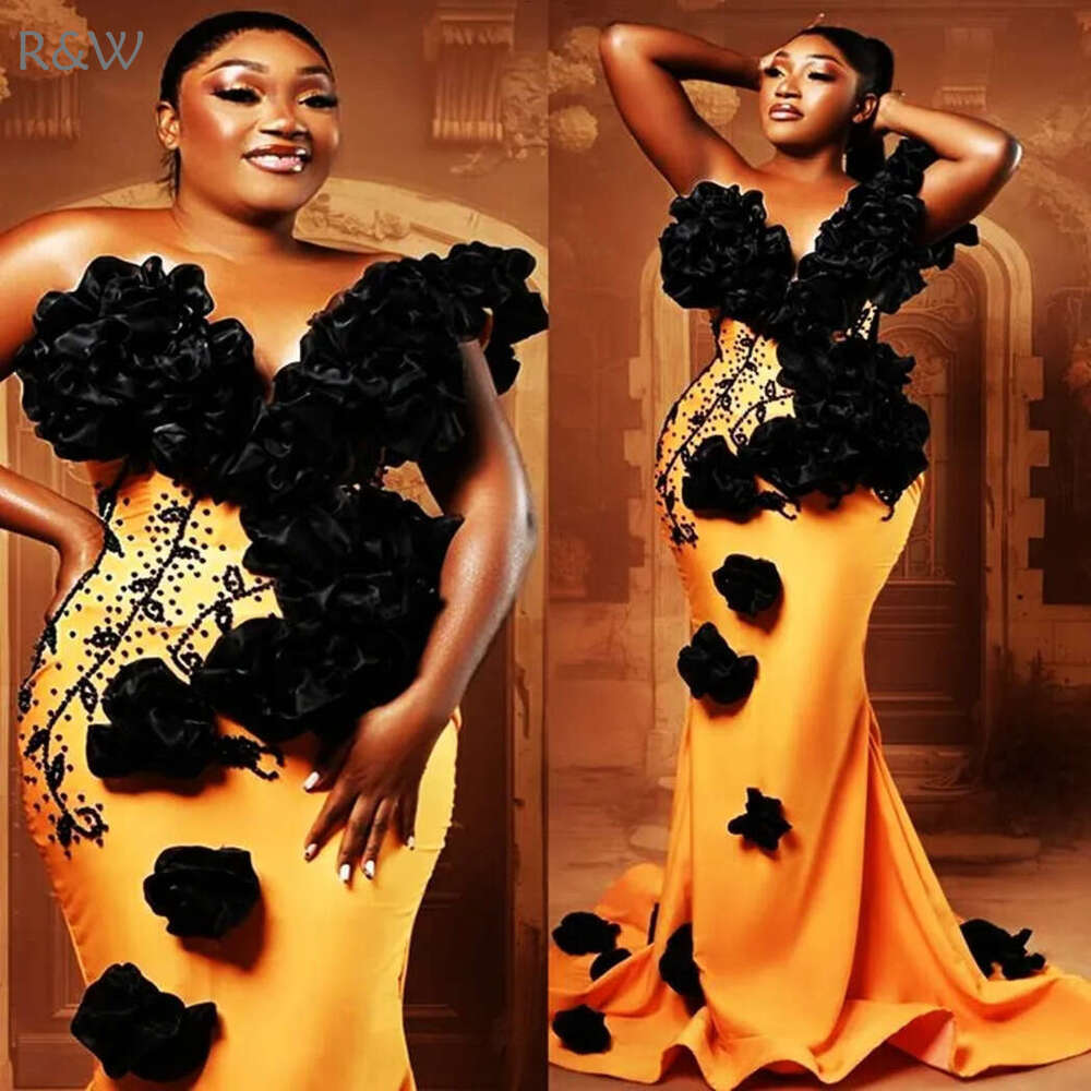 R&W 2024 Plus Size Orange Prom For Special Ocns ra One Shoulder Promdress Evening Dresses Elegant Beaded Pearls Birthday Dress Vestido De Gala AM1363