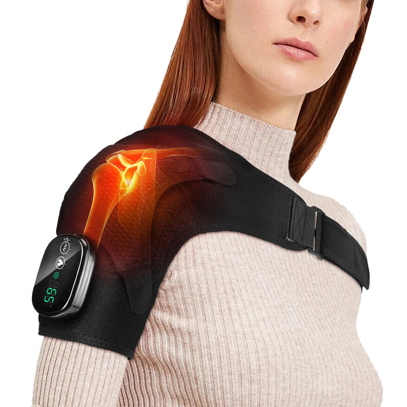 Electric heated shoulder massager stand with 3-speed adjustable heating for the back and shoulders. Portable relaxation shoulder and neck massager 241