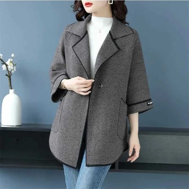 New 2023 Autumn Winter Middle Mother Coat Women Fashion Korean Loose Casual Woolen Coats Overcoats Female OuterwearX241009