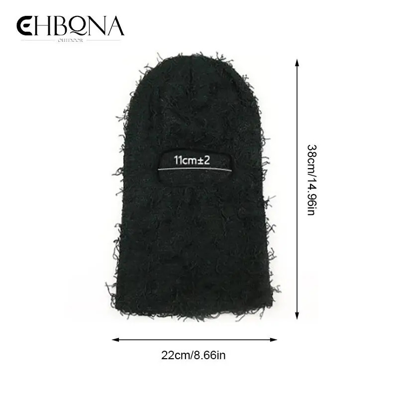 1 piece of camouflage ski board Balaclava Beanies hat hiphop Distressed knitted full face mask for women outdoors 241009