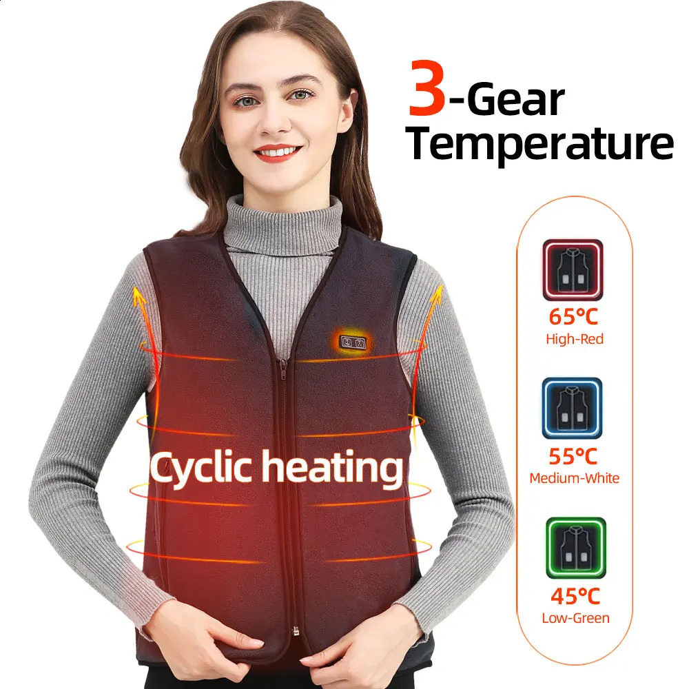 Usb Heated Vest Men Women Rechargeable Warming Self Heating Vest Fleece Electric Heated Jacket Clothing Thermal Waistcoat 241007