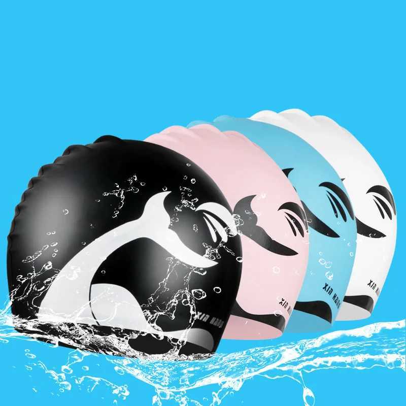 Adult swimming cap mens long hair high-quality ultra-fine silicone bubble cap ear cushions waterproof and hair care CL241009