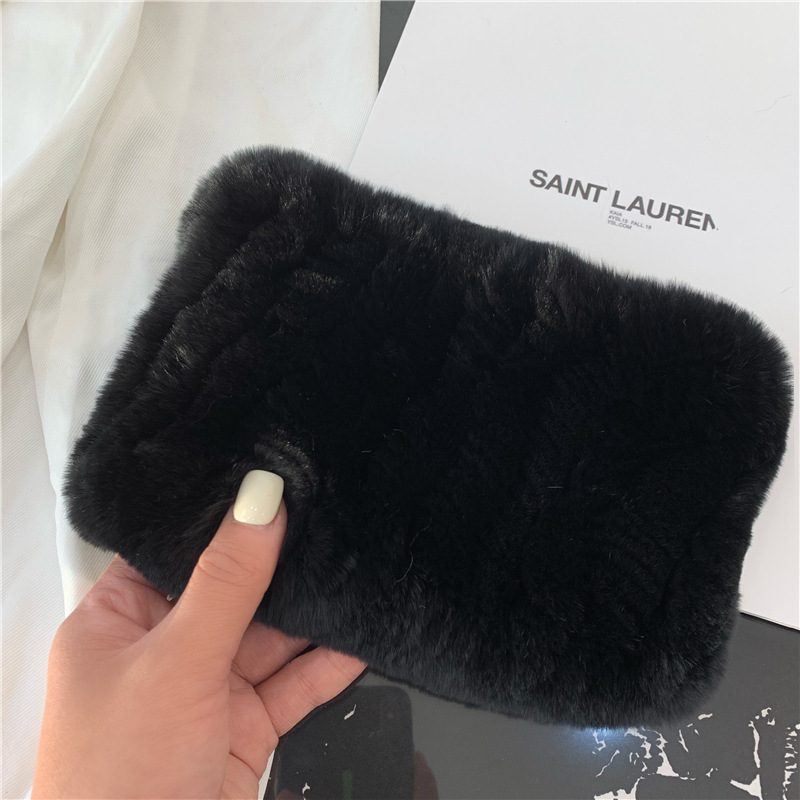 Women Real Handmade Stretch Scarf Knit Genuine Rex Rabbit Headbands Girls Natural Fur Ring Cowl Snood Scarves Winter