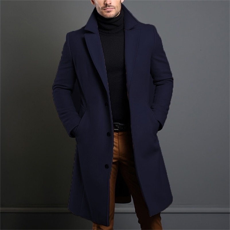 Autumn Winter Mens Trench Coats Male MidLong Warm Wool Jackets Casual Business Comfortable Overcoat Clothing y241008