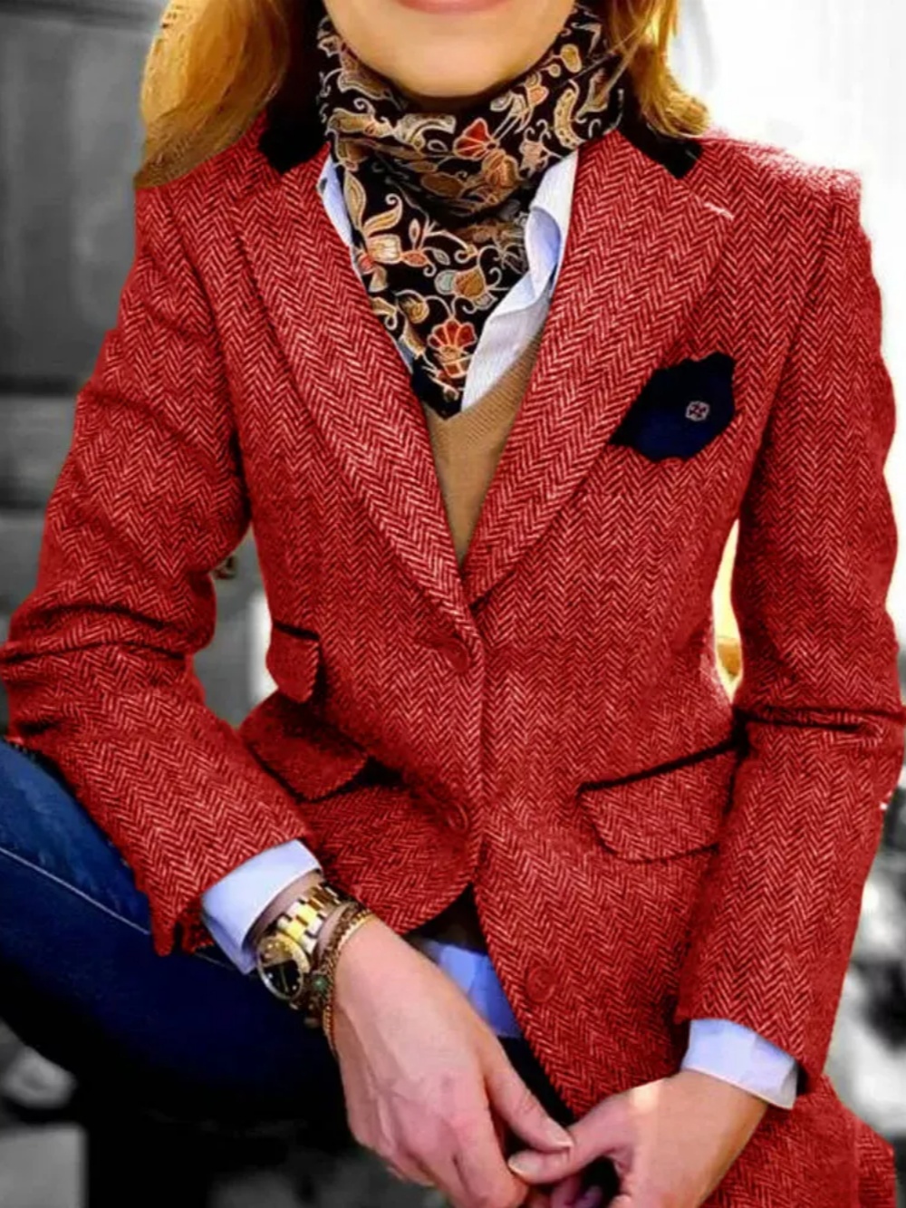 Fashion Mother of the Bride Suits One Piece Set Jacket Women Business V Neck Two Pocket Formal Work Wear