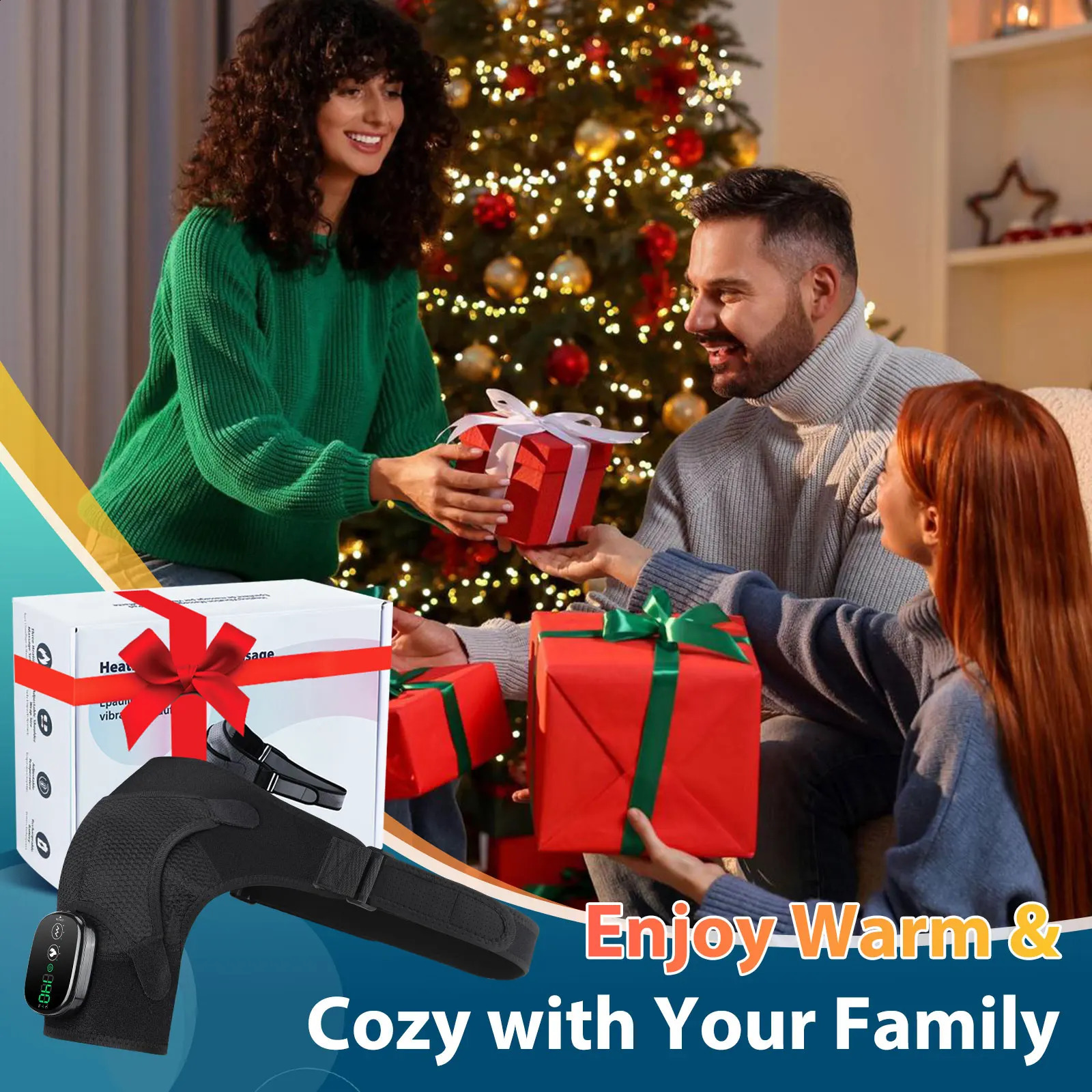 2-in-1 electric shoulder stand with 3-speed heating and vibration massage shoulder support massage belt 241008