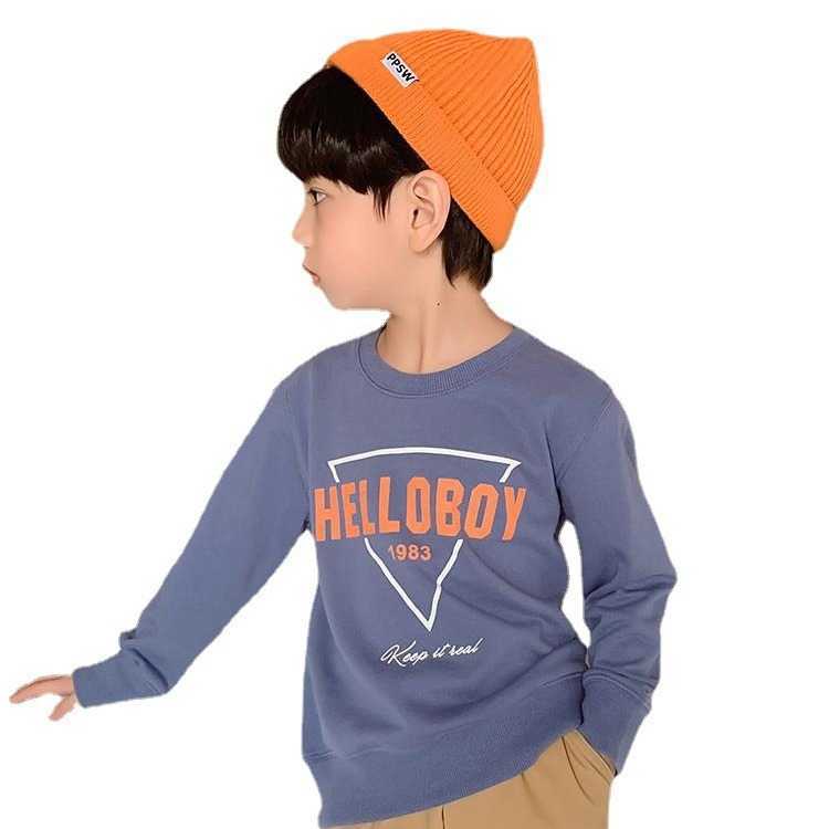 Hoodies Sweatshirts Tiktok Childrens Sweater 2024 New Boys Spring and Autumn Dress Top Medium and Large Childrens Long Sleeve T-shirt Trendy Undercoat