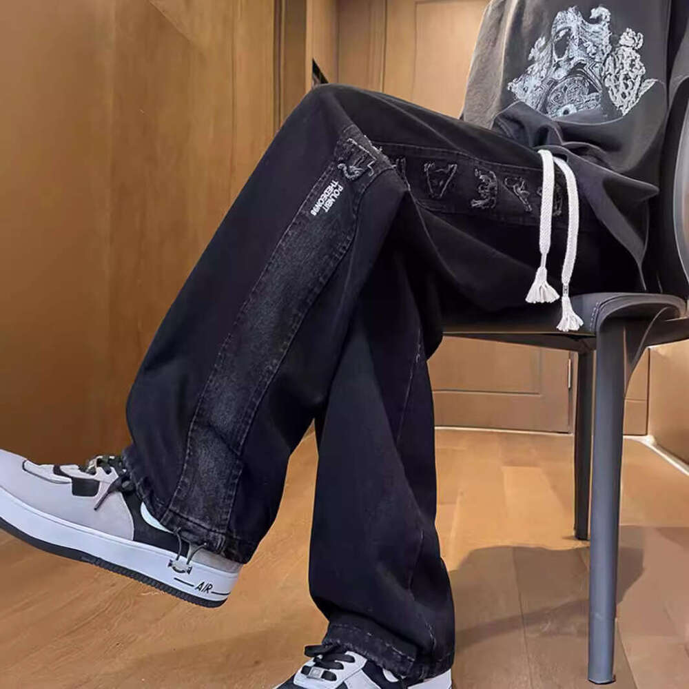 Men's Jeans Loose Straight Leg Casual Long Pants For Teenagers, High School And Middle School Students, Spring And Summer Trendy Brand Pants