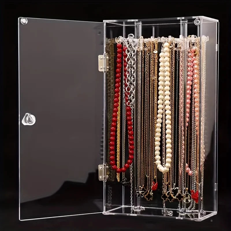 1 transparent dust-proof necklace box Clavicle chain sweater chain organizer display stand 240924